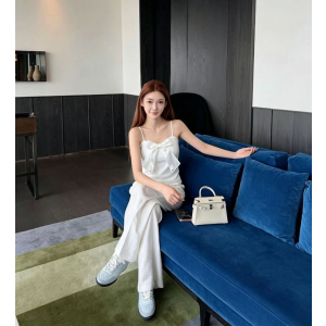 CHANEL 샤넬 1012 오간자 리본 슬리브리스 탑 2COLOR