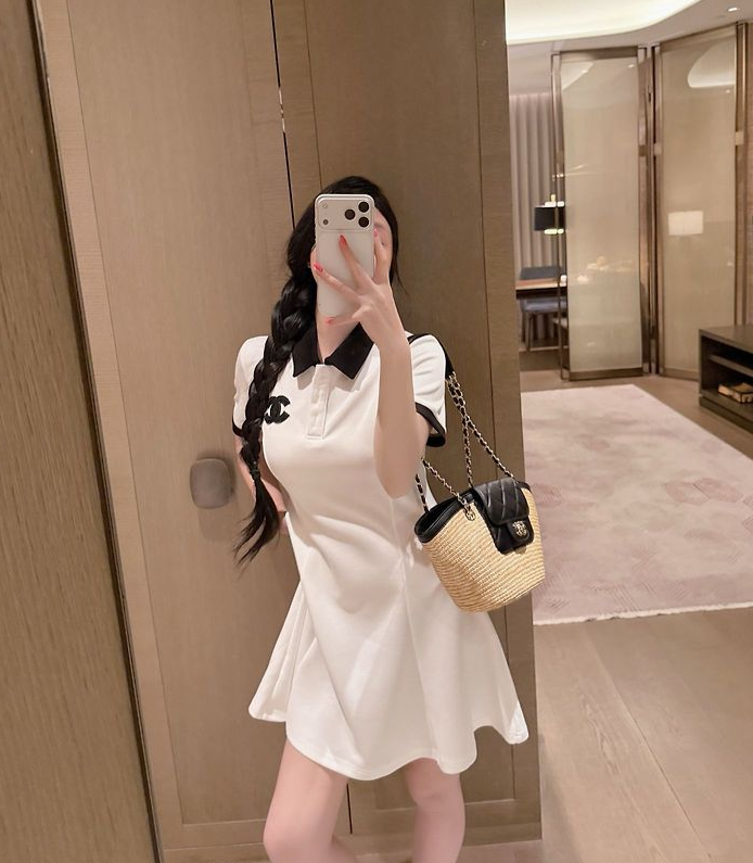CHANEL 샤넬 1036 CC 로고 배색 원피스 2COLOR