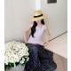 CHANEL 샤넬 1040 CC 라인스톤 슬리브리스 탑 2COLOR