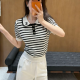 CHANEL 샤넬 1046 CC 로고 스트라이프 니트 반팔 3COLOR