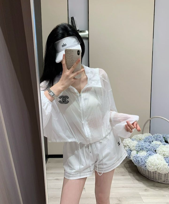 CHANEL 샤넬 1059 CC 로고 나일론 윈드브레이커+쇼츠 세트 2COLOR