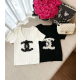 CHANEL 샤넬 1070 카멜리아 CC 자수 로고 니트 반팔 2COLOR
