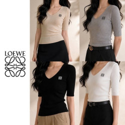 LOEWE 로에베 썸머 브이넥 5부니트