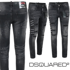 DSQUARED2 디스퀘어드2 플래그 패치 블랙 슬림 일자진