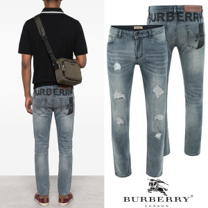 BURBERRY 버버리 백로고 레터링 데미지 워싱 슬림진