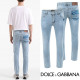 DOLCE & GABBANA 돌체앤가바나 그래픽 블루 프린팅 연청 슬림진