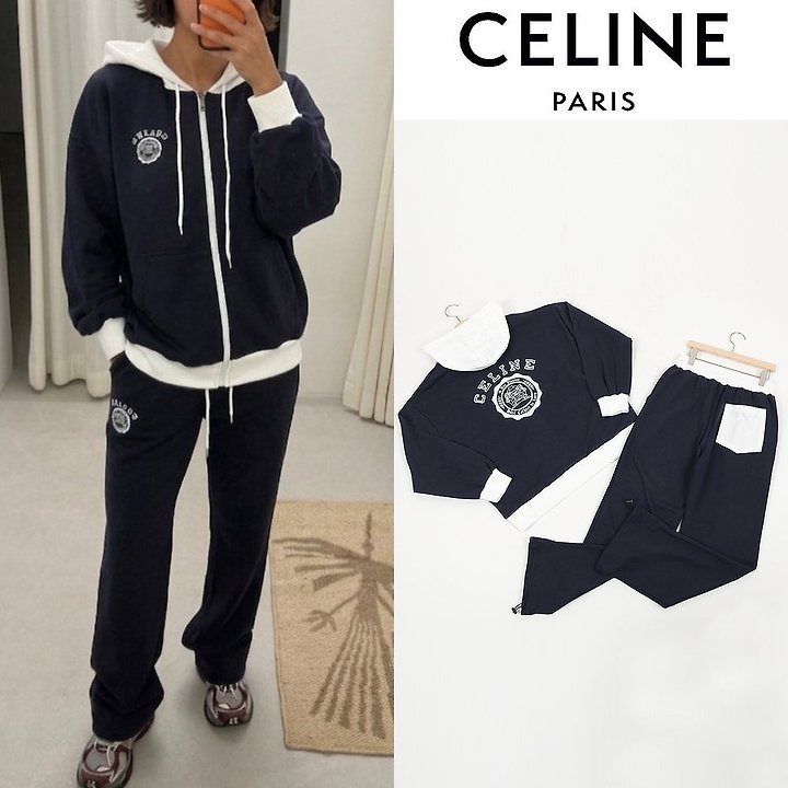CELINE 셀린느 아뜰리에 로고 오버핏 후드집업 셋업